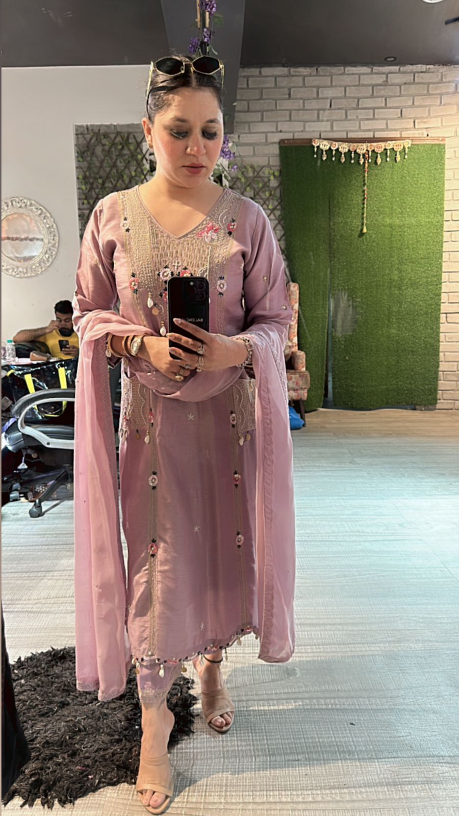 Moga lavander pocket embroidered suit