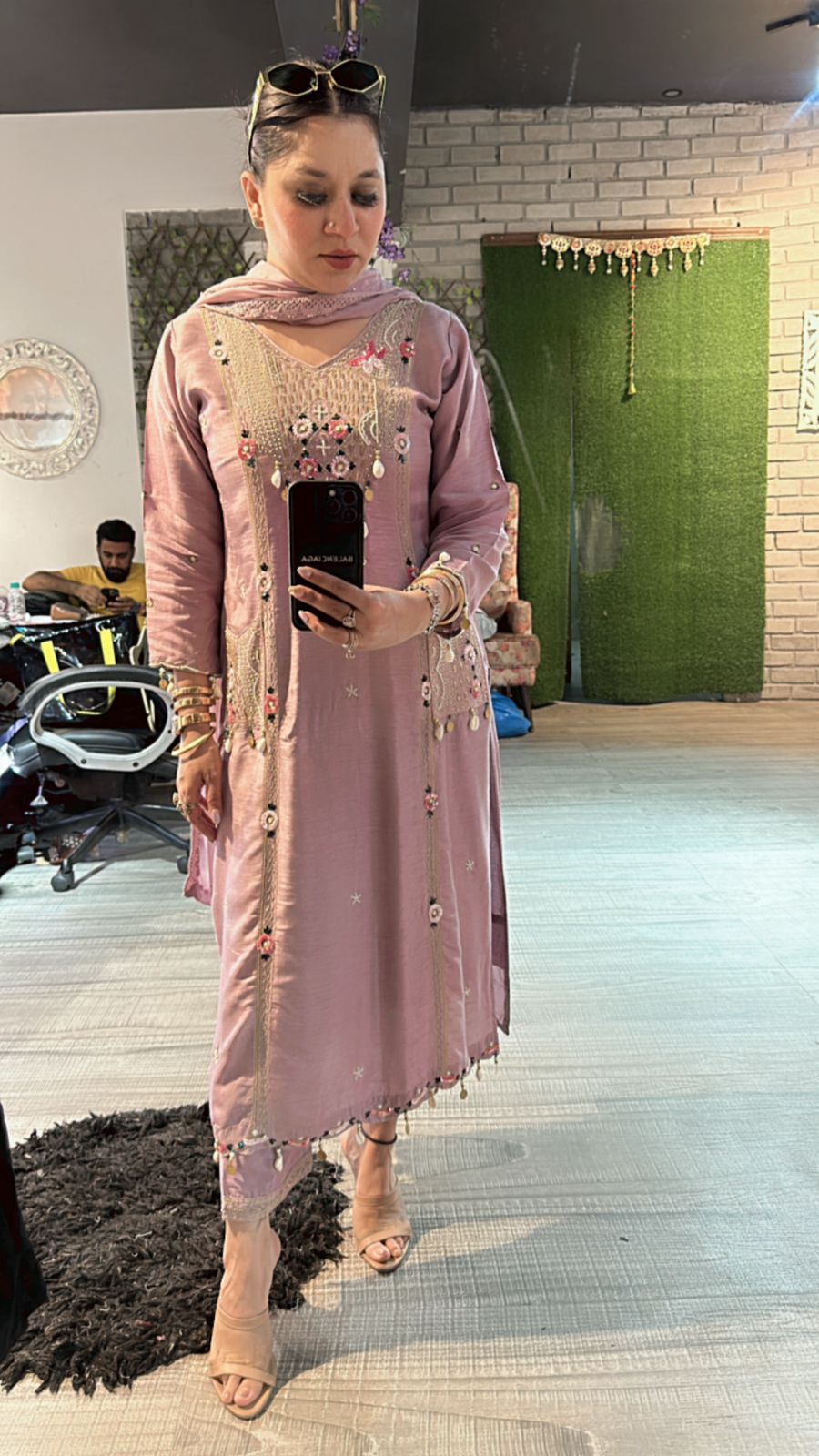 Moga lavander pocket embroidered suit