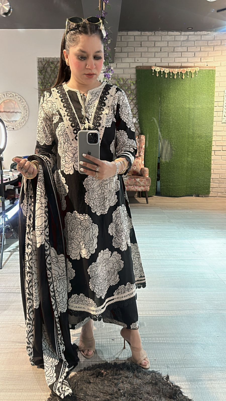Marigold Black print suit