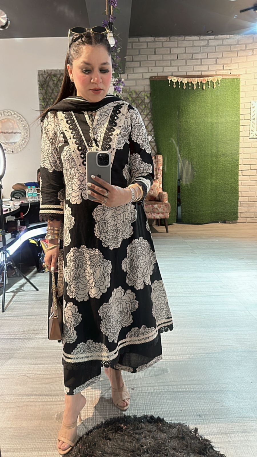 Marigold Black print suit