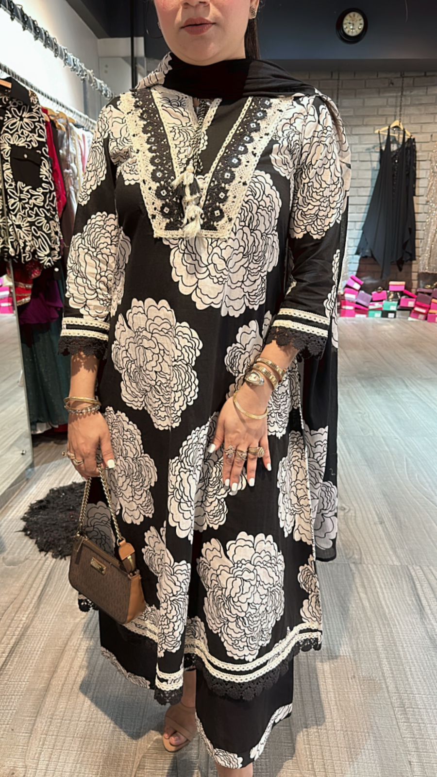 Marigold Black print suit