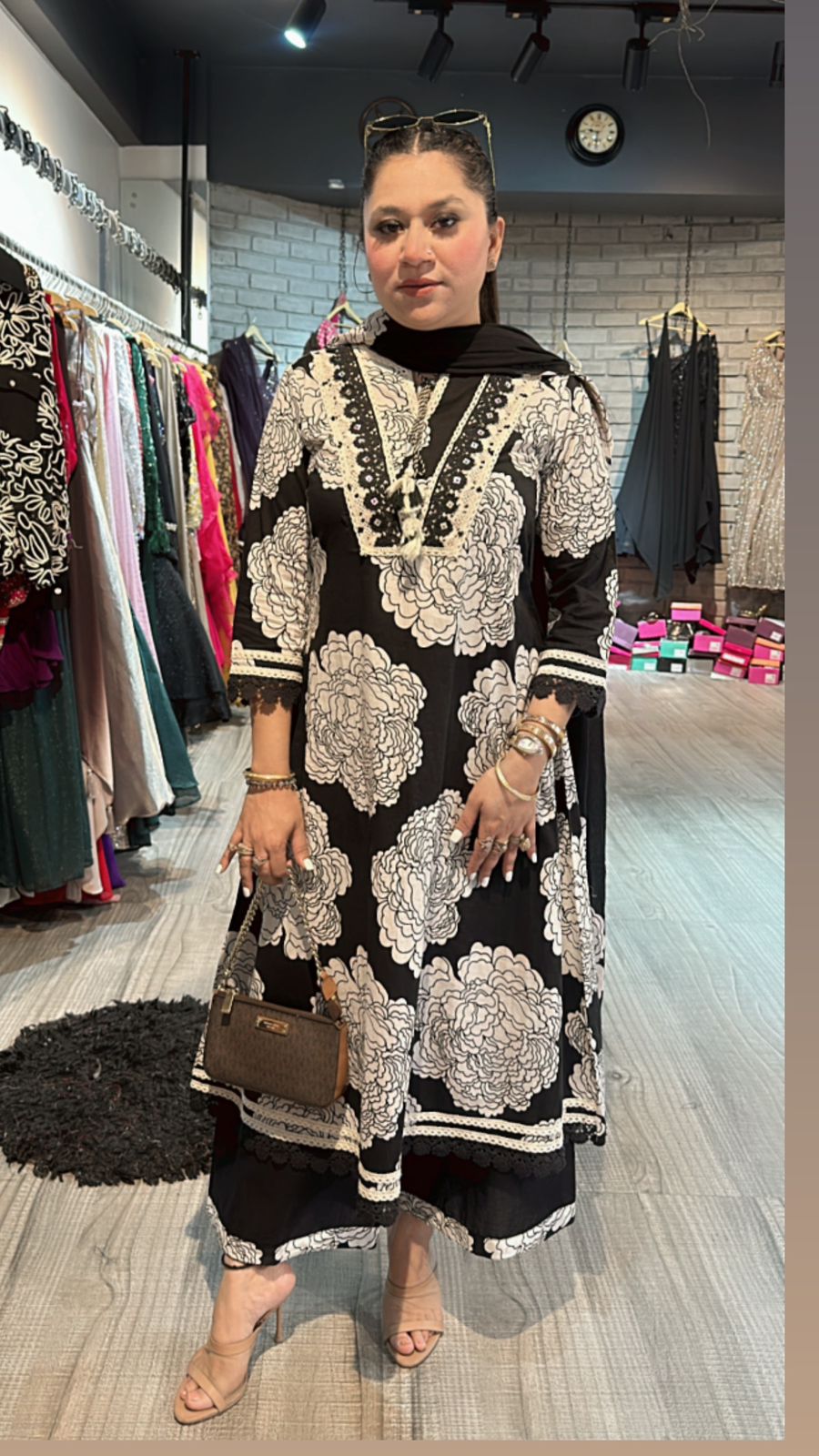 Marigold Black print suit