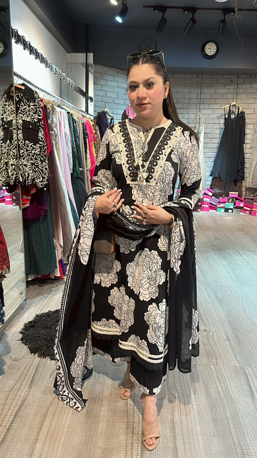 Marigold Black print suit