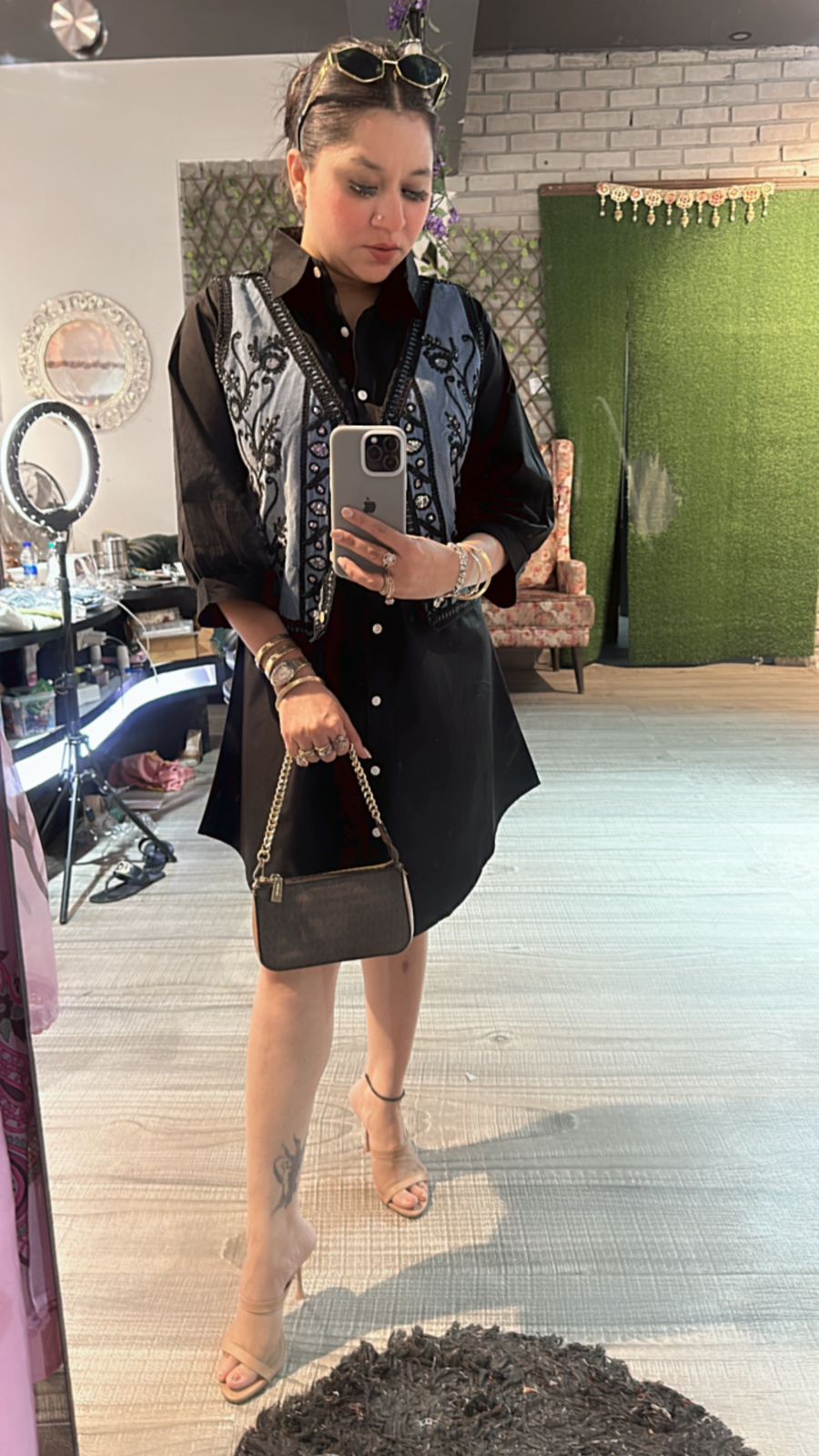 Scarlet Black embroidered Jacket Dress