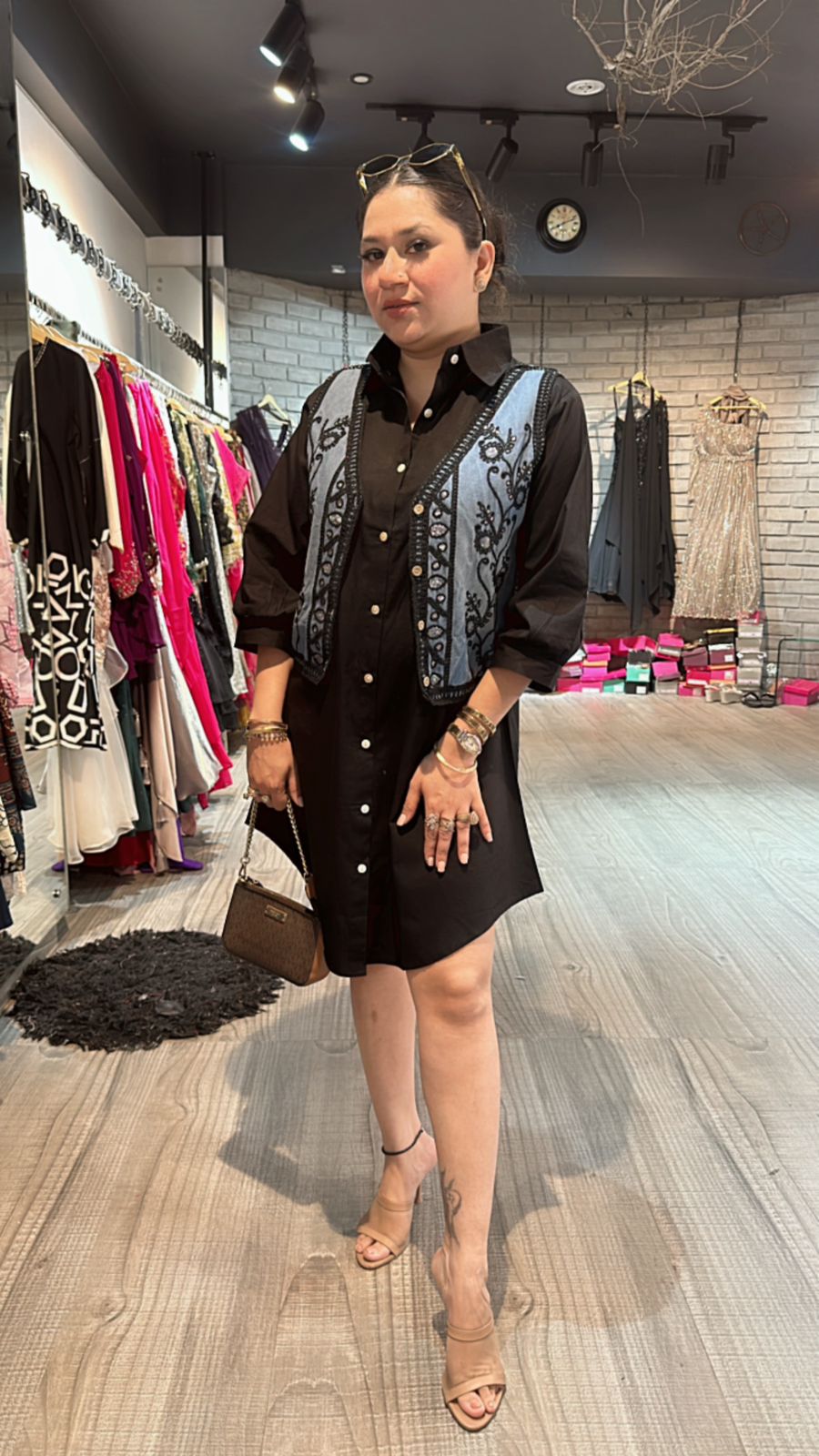 Scarlet Black embroidered Jacket Dress