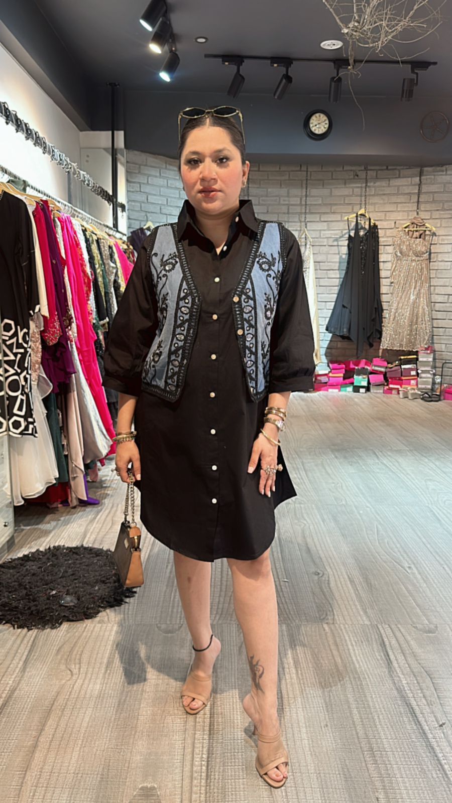 Scarlet Black embroidered Jacket Dress
