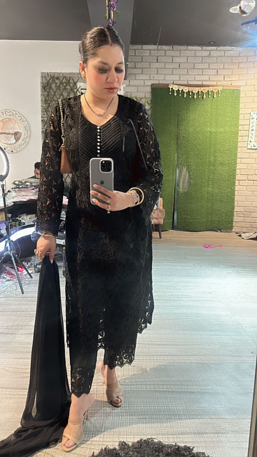 Pernia Black crochet Lace Suit