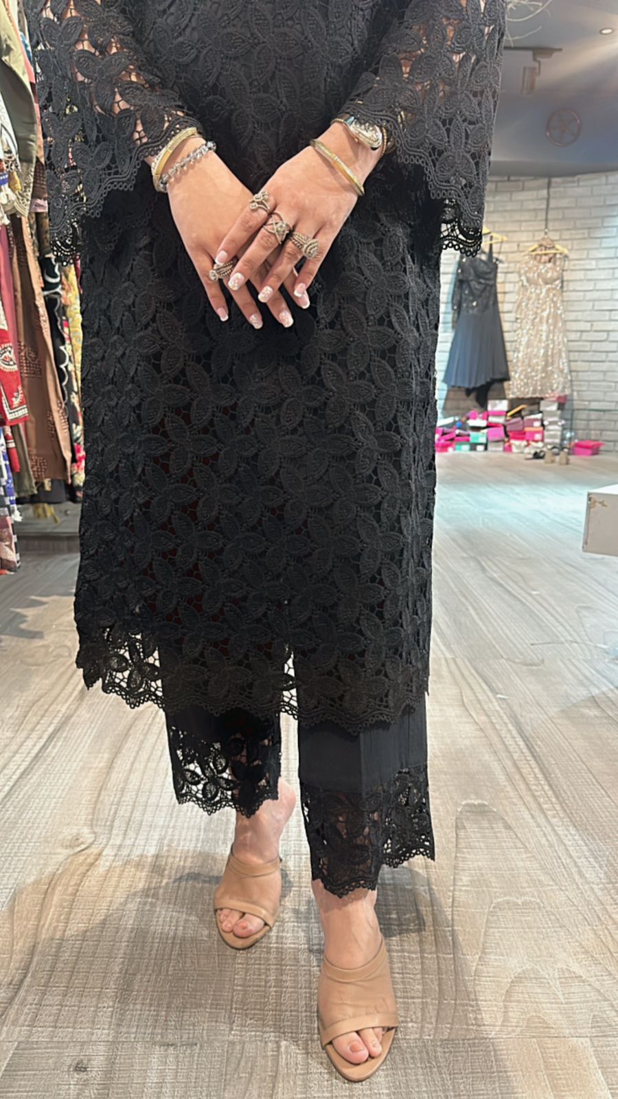 Pernia Black crochet Lace Suit