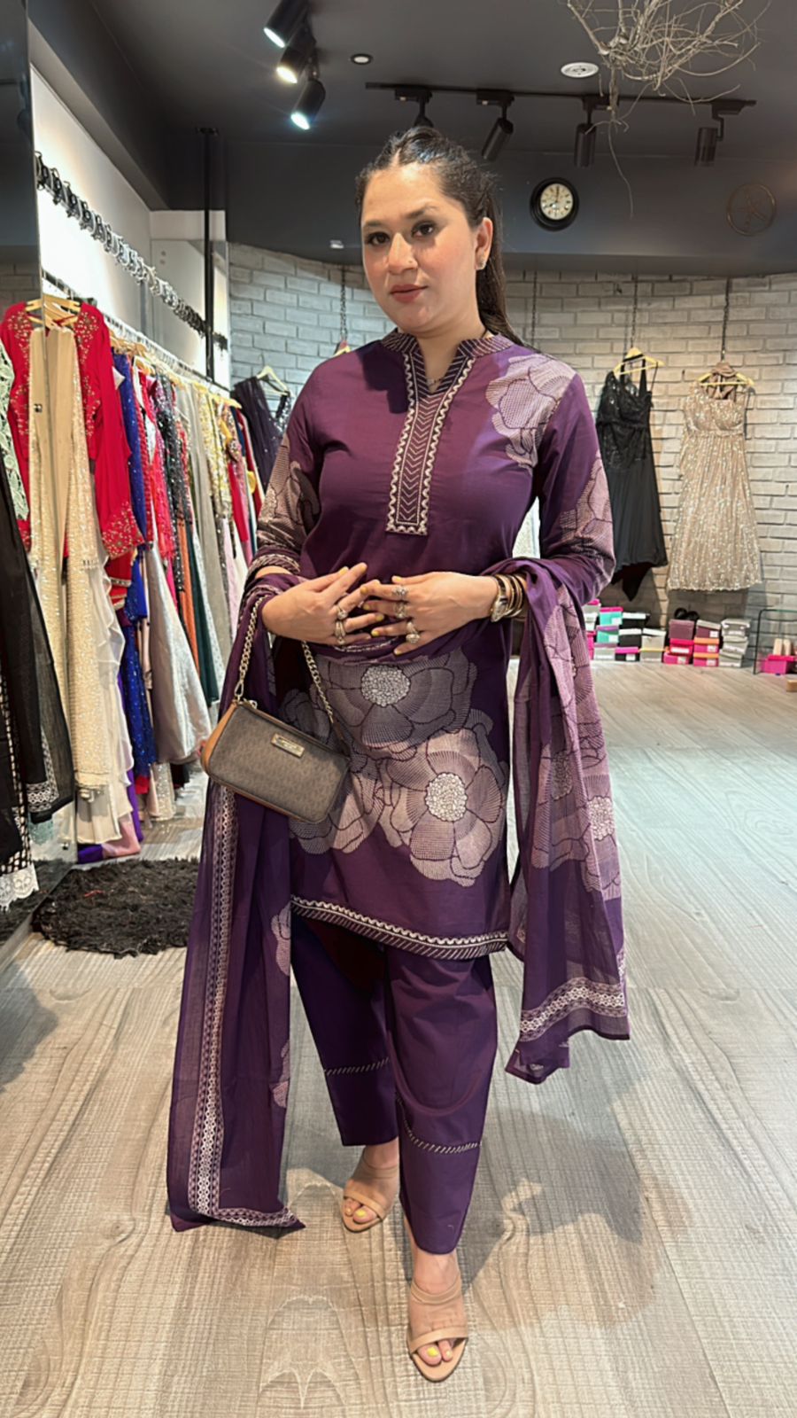 Purple Heena Farshi salwar suit