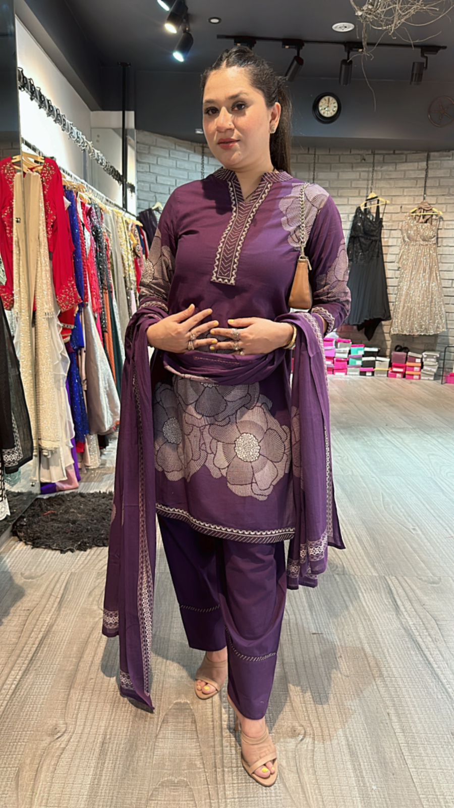 Purple Heena Farshi salwar suit