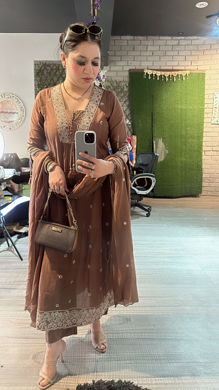 Jhansi Brown Anarkali Suit