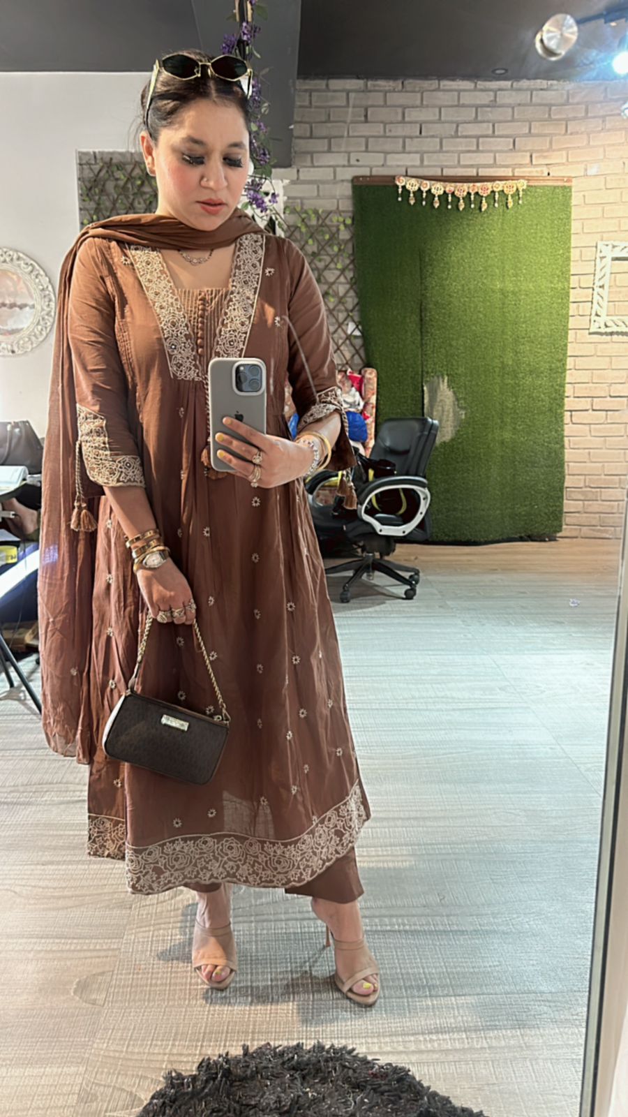 Jhansi Brown Anarkali Suit