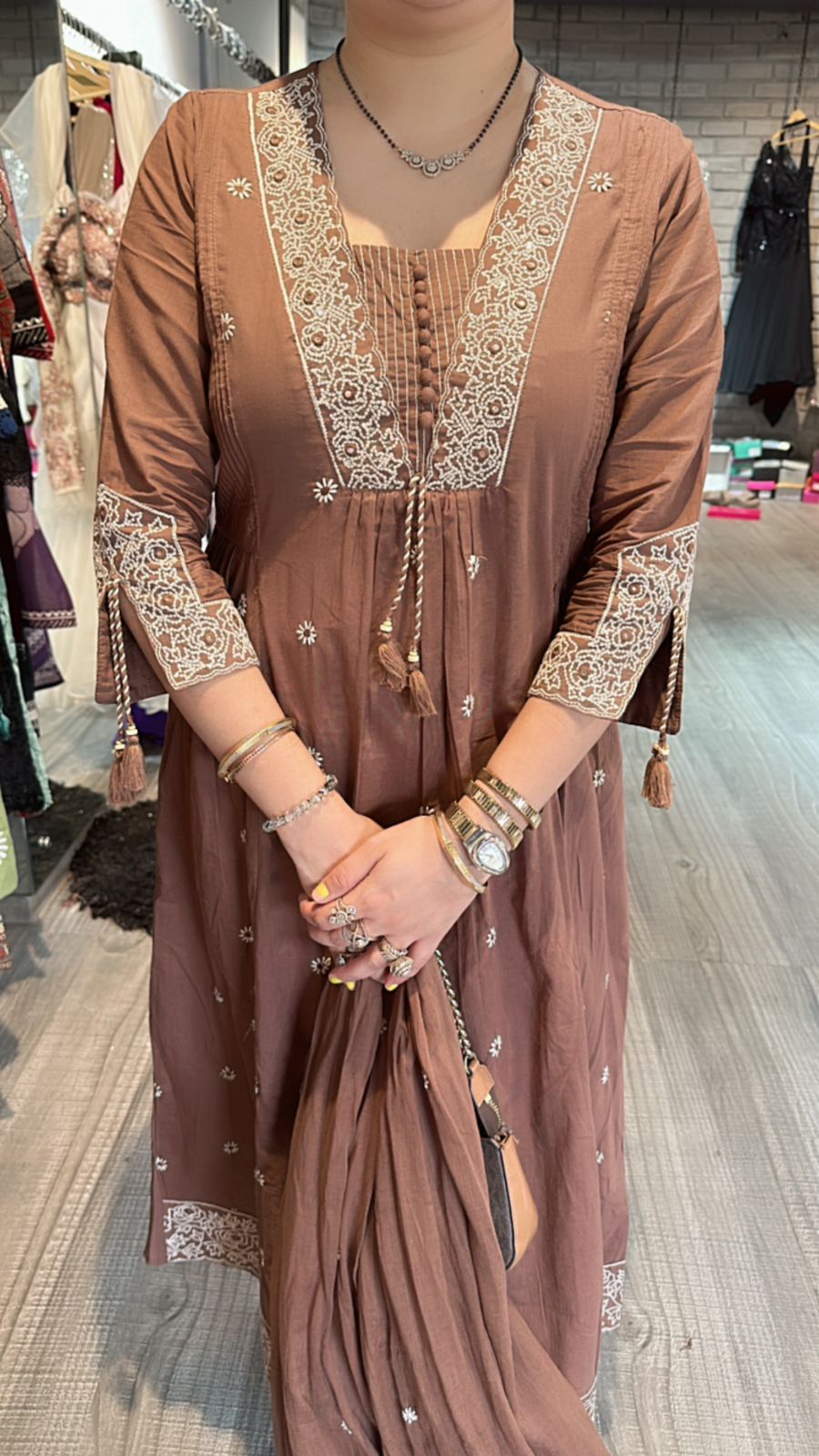 Jhansi Brown Anarkali Suit