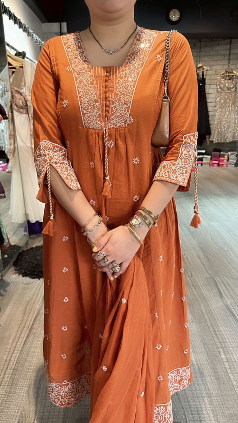 Jhansi Rust Anarkali Suit
