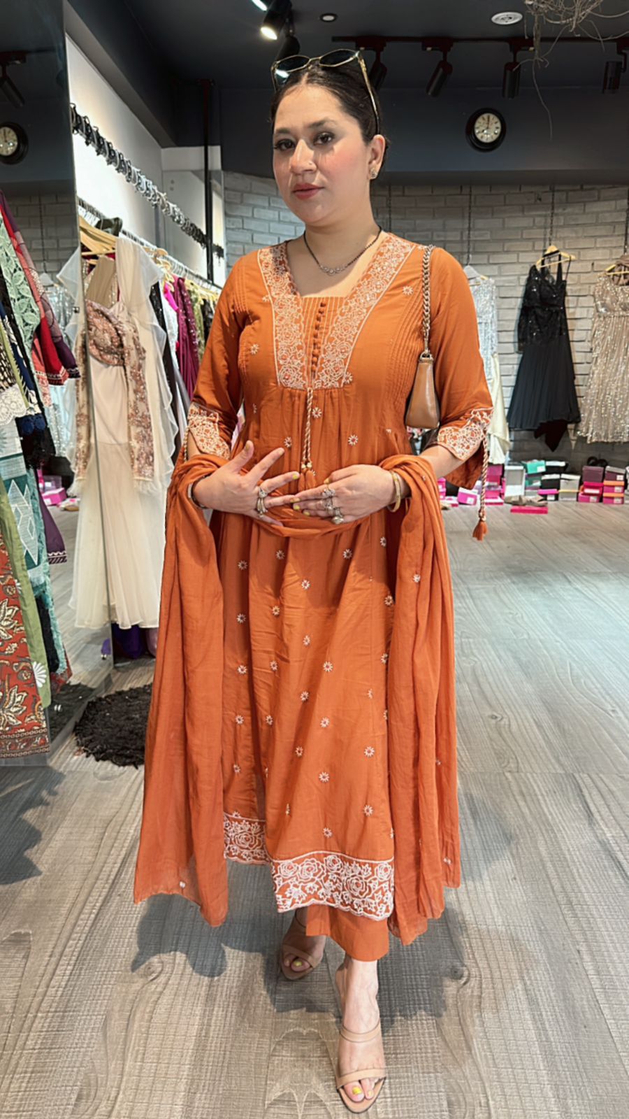 Jhansi Rust Anarkali Suit