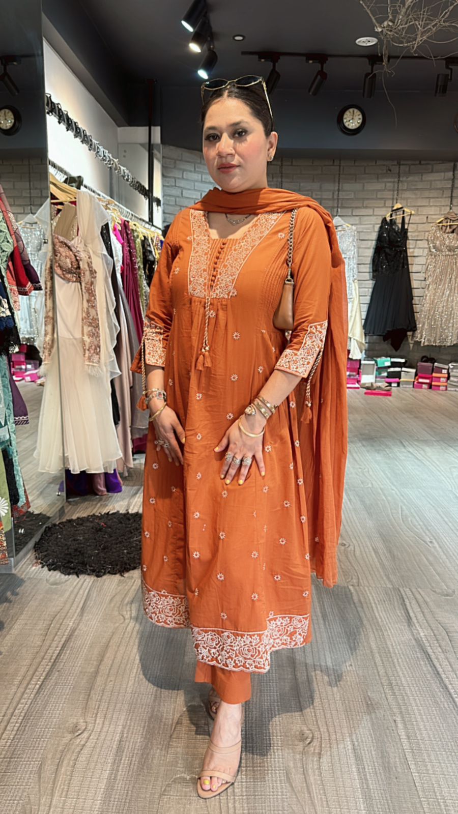 Jhansi Rust Anarkali Suit