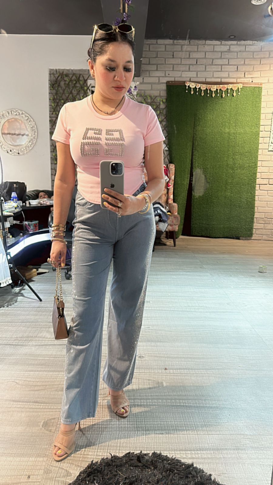 Baby pink stud top