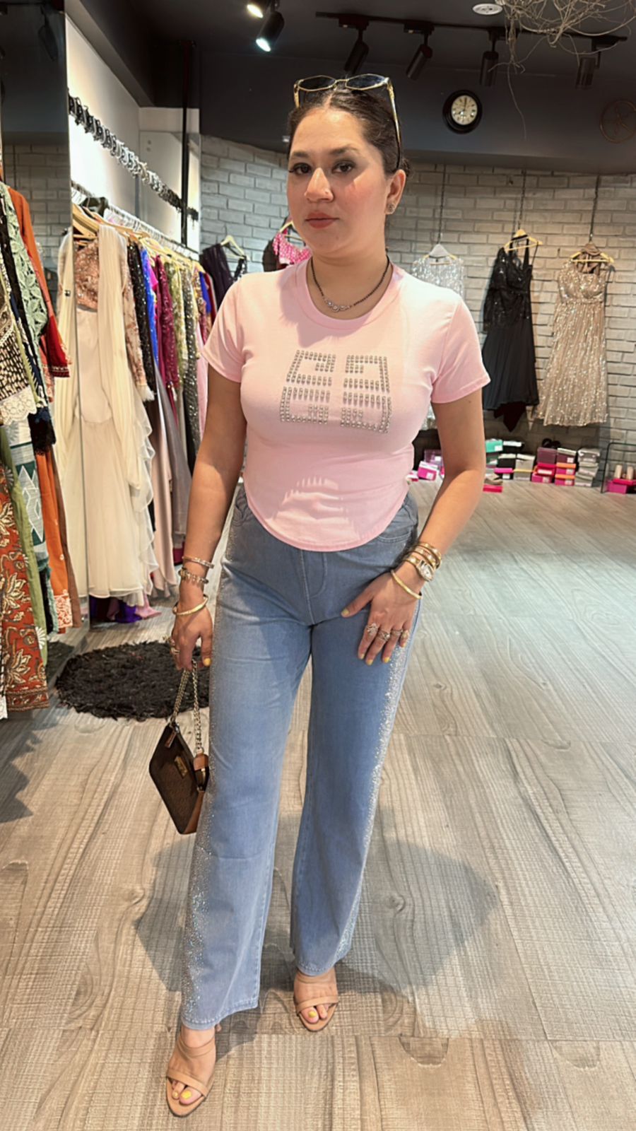 Baby pink stud top