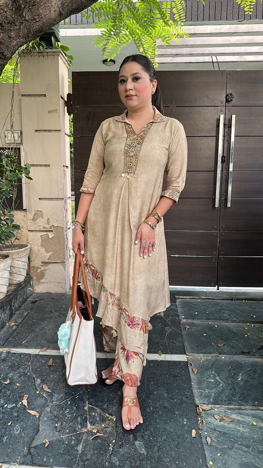 Krishna Beige Printed cordset