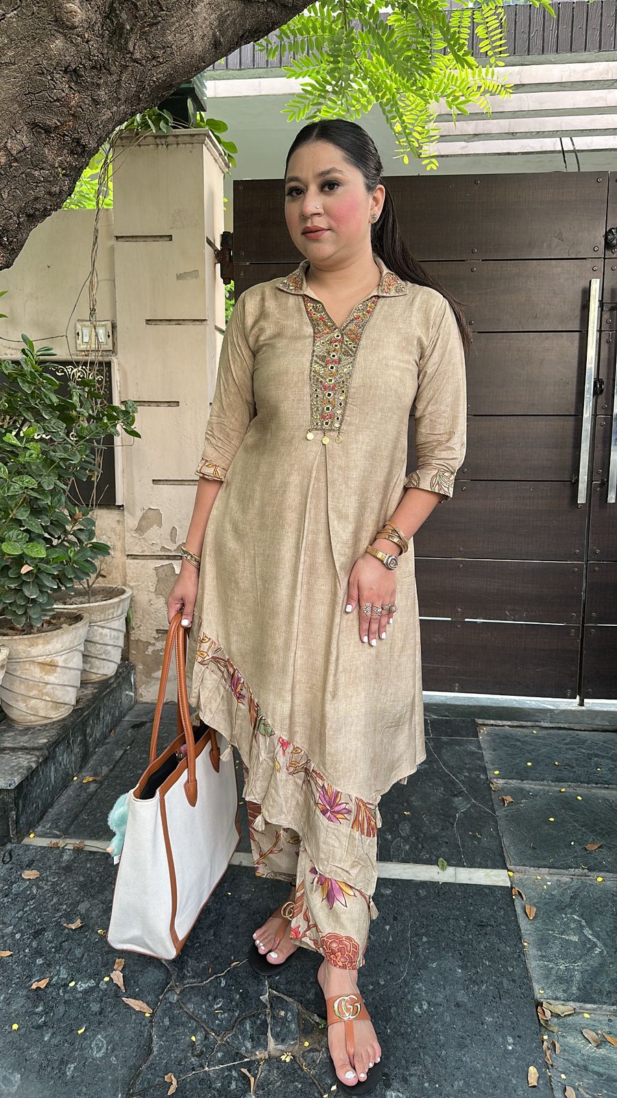 Krishna Beige Printed cordset
