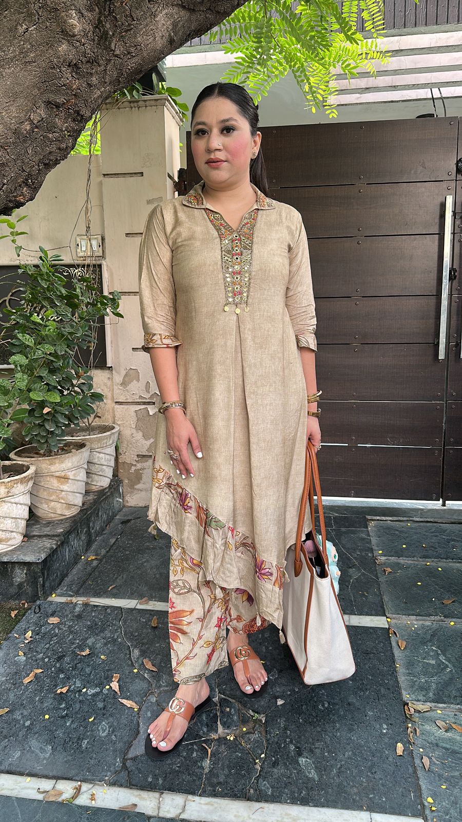 Krishna Beige Printed cordset