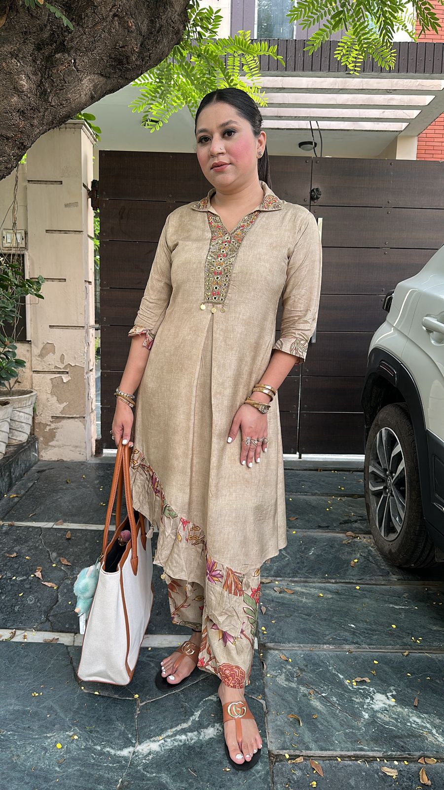 Krishna Beige Printed cordset