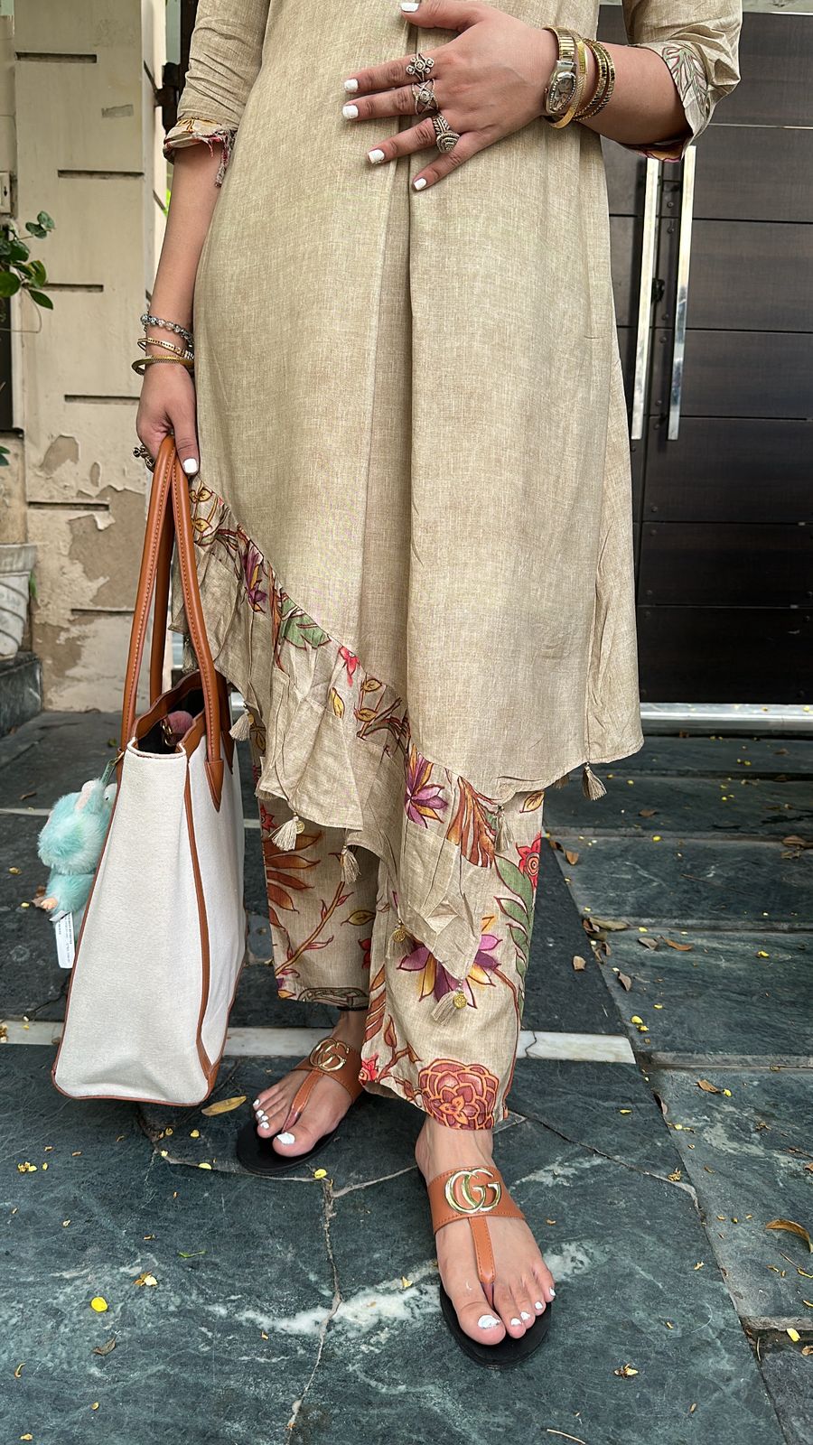 Krishna Beige Printed cordset