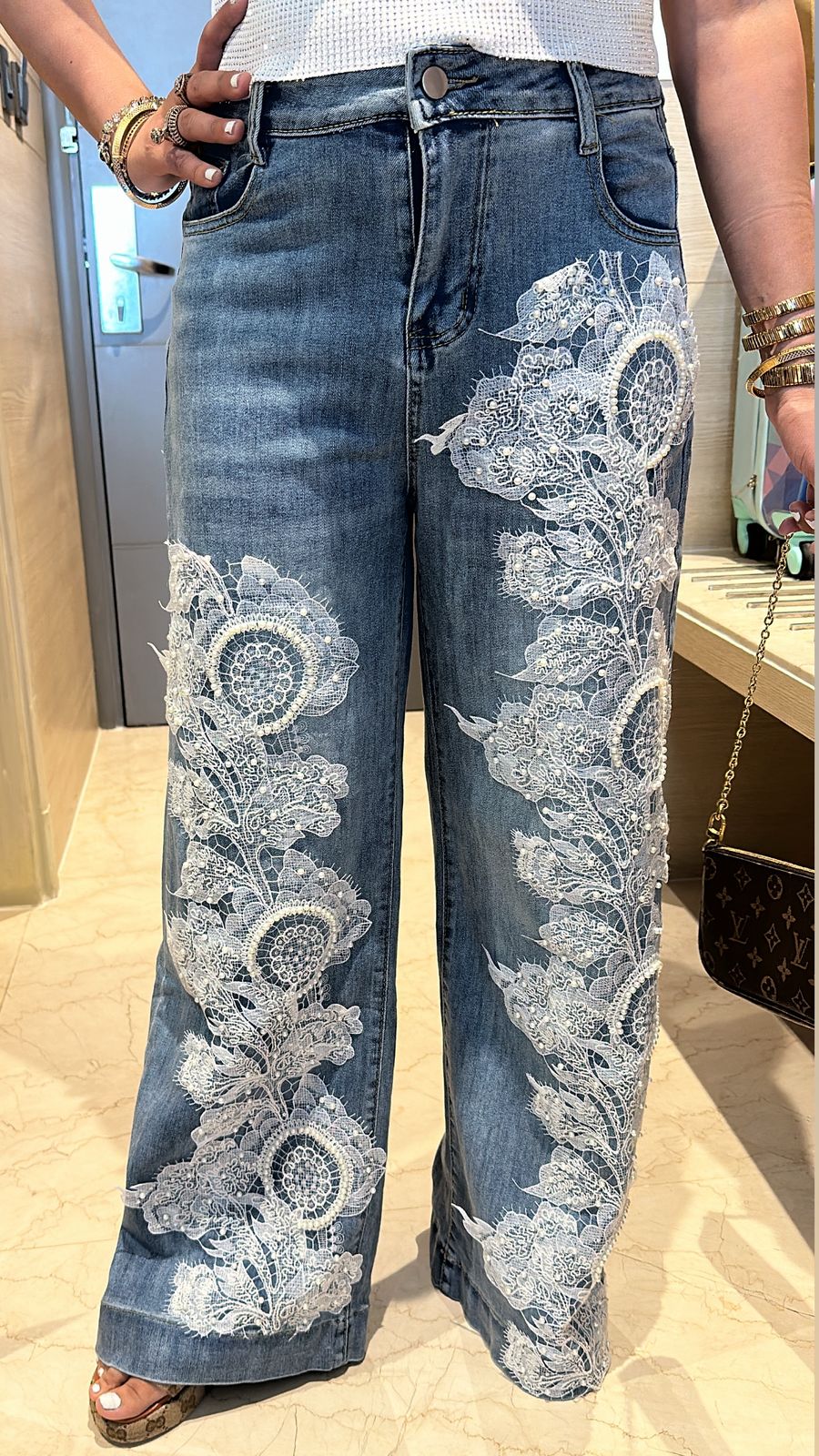 Lace Pearl wale Denim