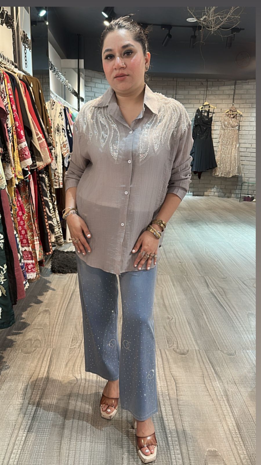 Shimmer Grey pearl Shirt