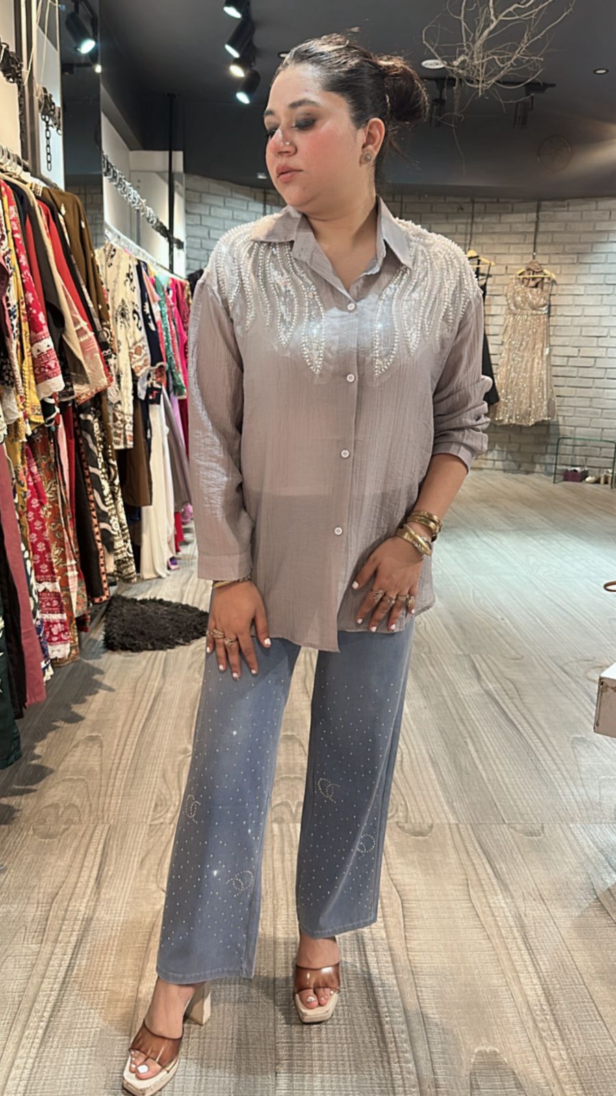 Shimmer Grey pearl Shirt