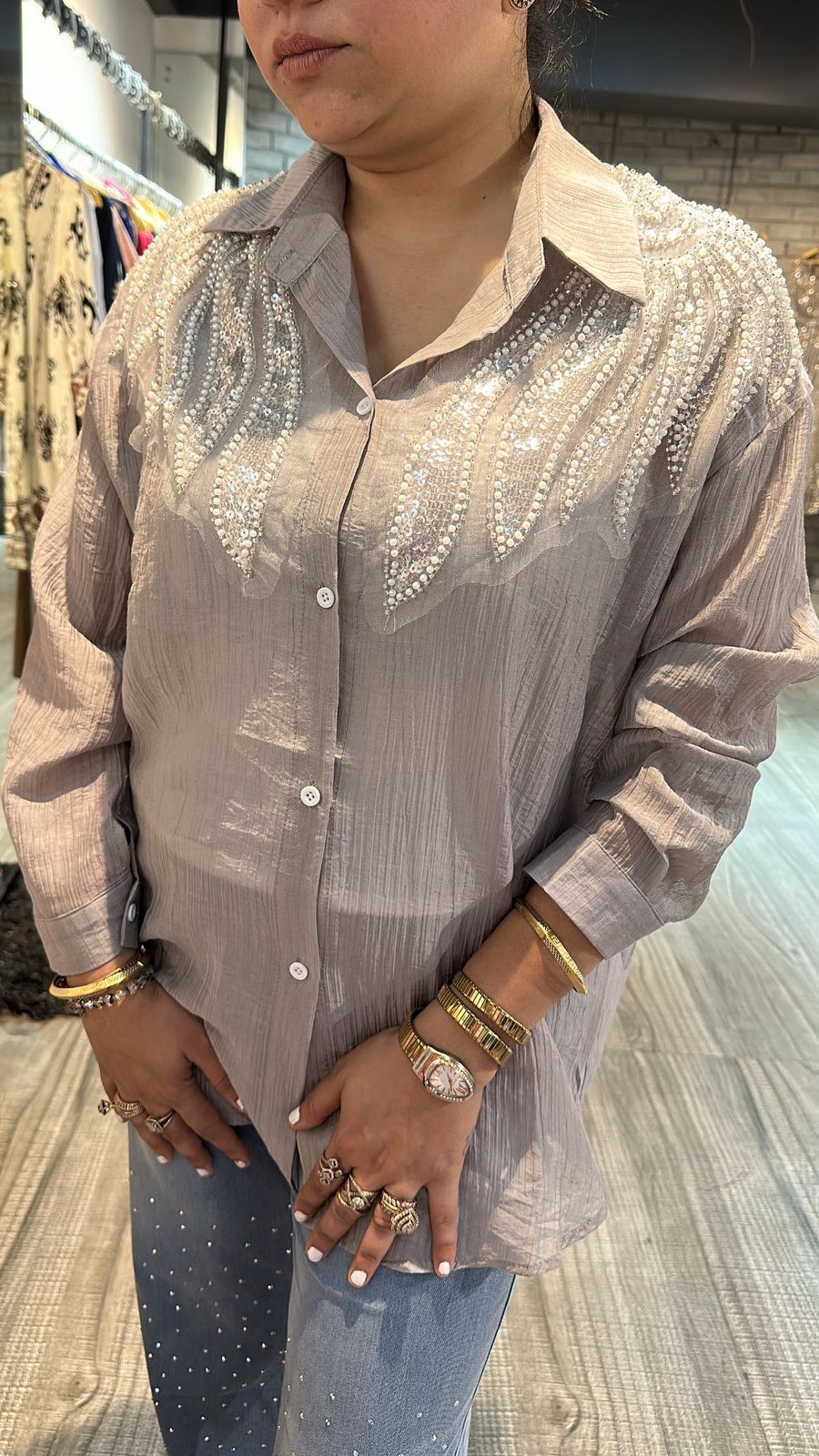Shimmer Grey pearl Shirt