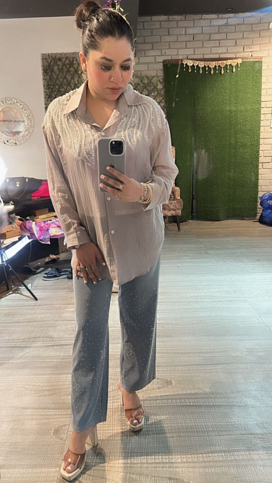 Shimmer Grey pearl Shirt