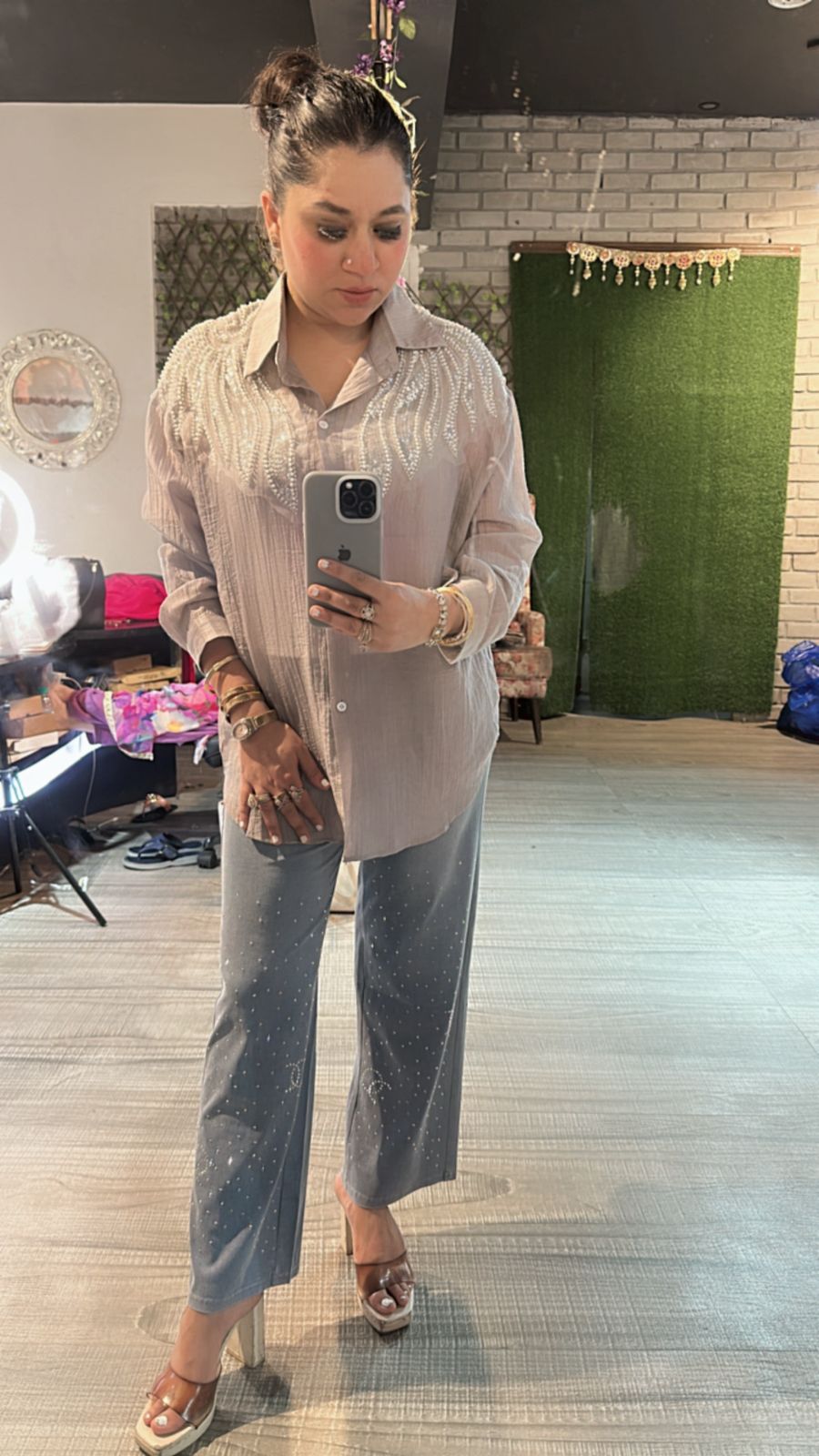 Shimmer Grey pearl Shirt