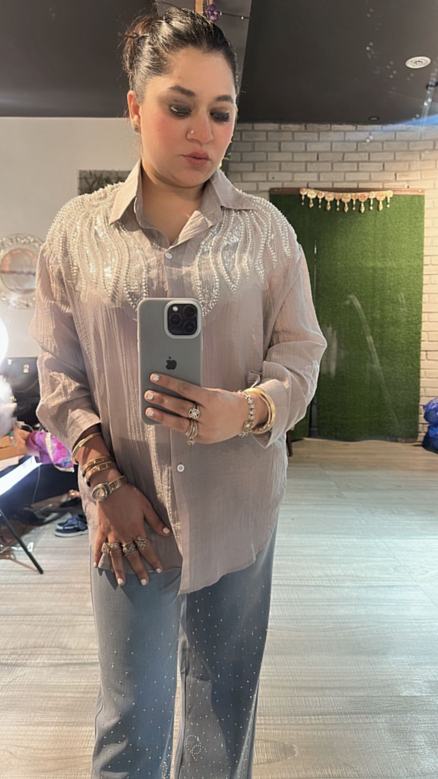 Shimmer Grey pearl Shirt