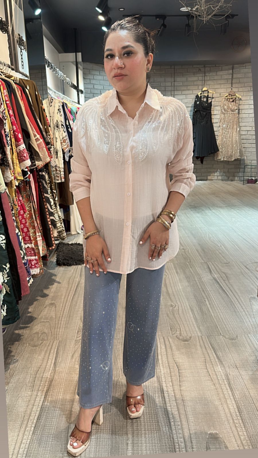Shimmer peach pearl Shirt