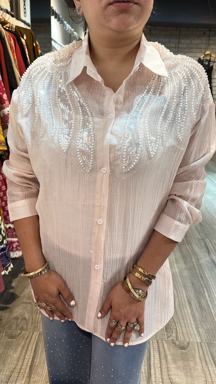 Shimmer peach pearl Shirt