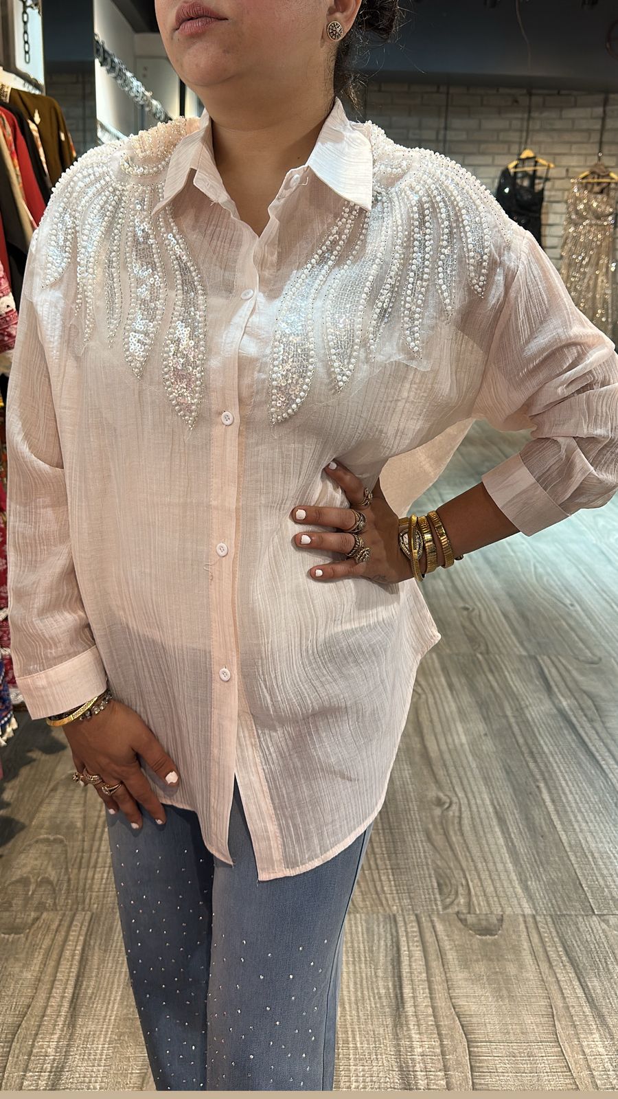 Shimmer peach pearl Shirt