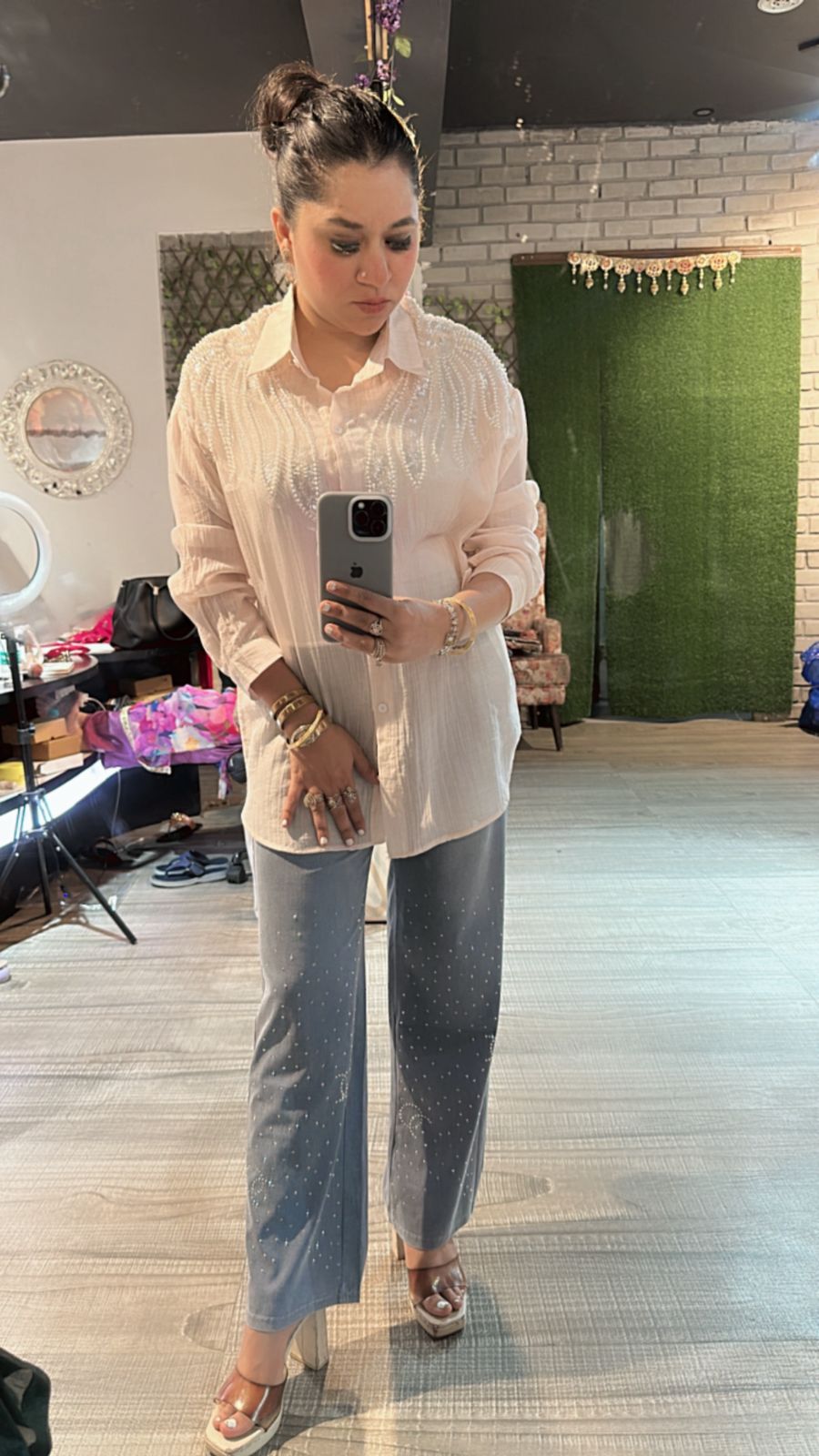 Shimmer peach pearl Shirt