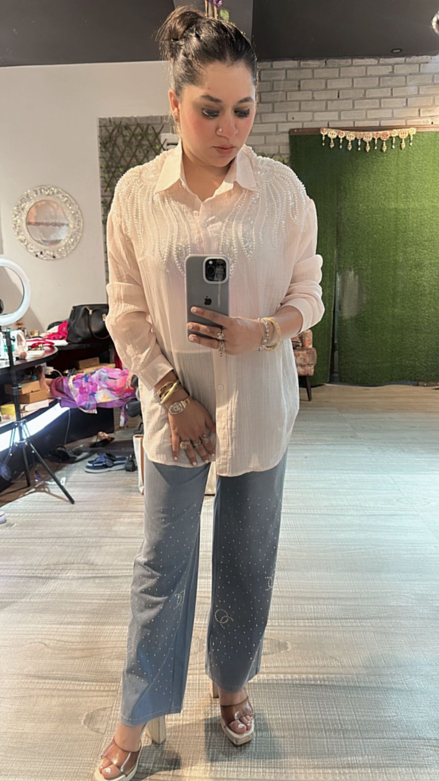 Shimmer peach pearl Shirt