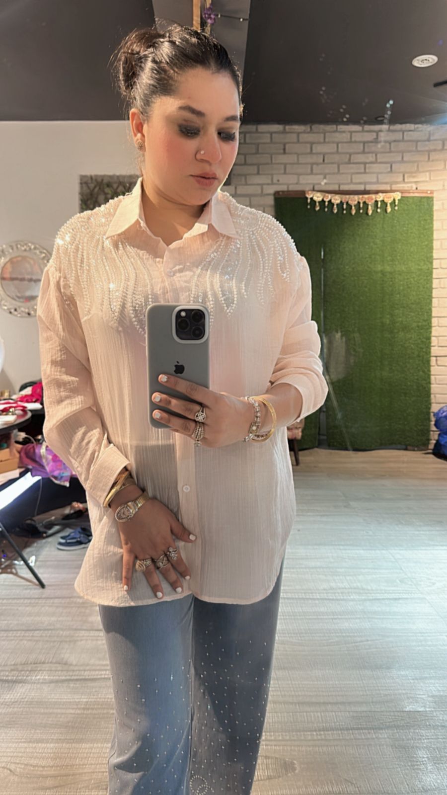 Shimmer peach pearl Shirt