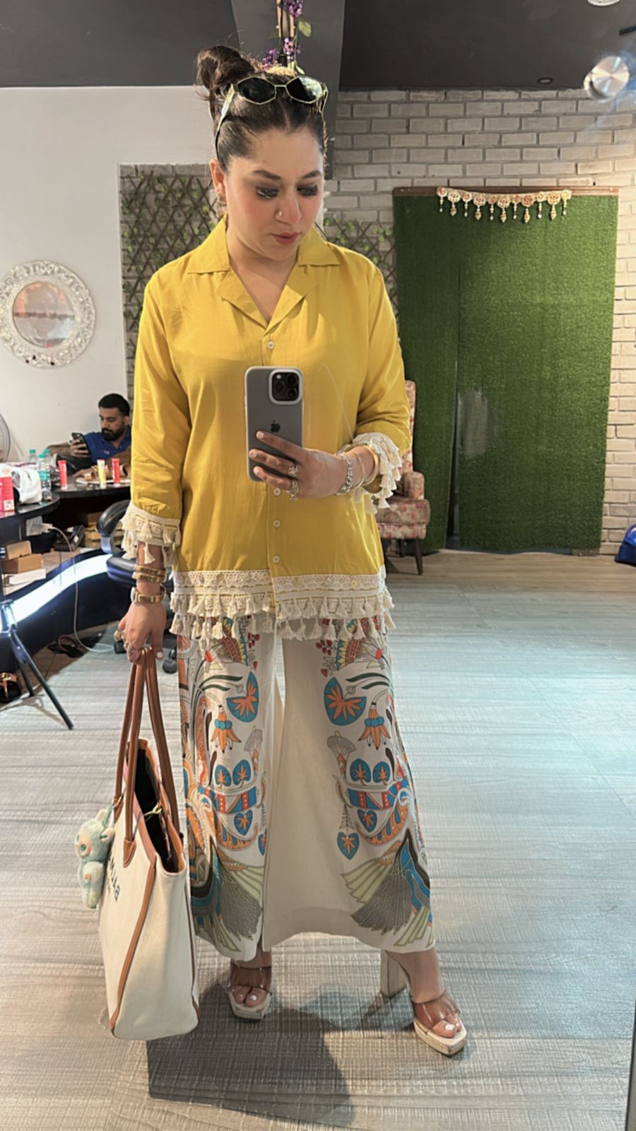 Jhilmil Mustard printed pants cordset