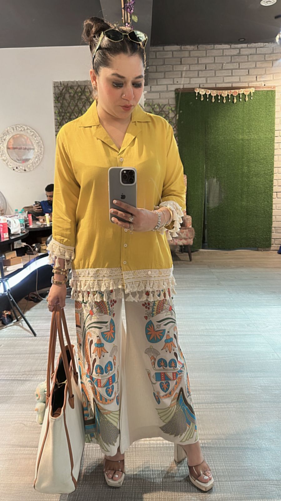 Jhilmil Mustard printed pants cordset