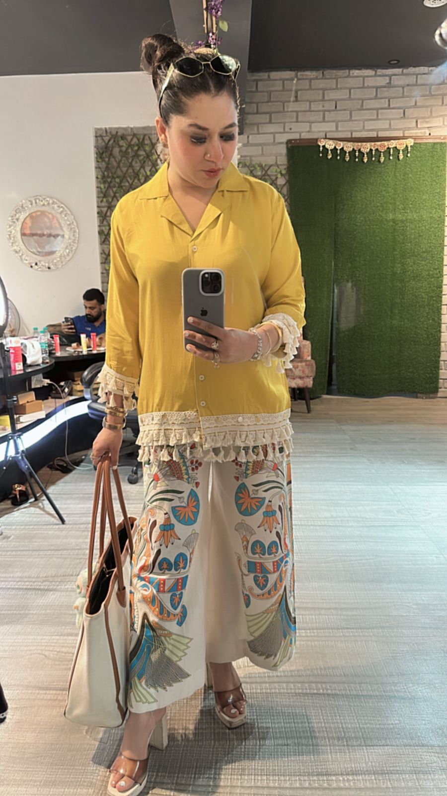 Jhilmil Mustard printed pants cordset