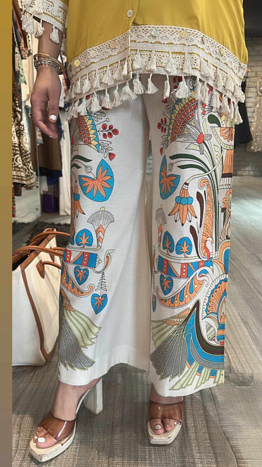 Jhilmil Mustard printed pants cordset