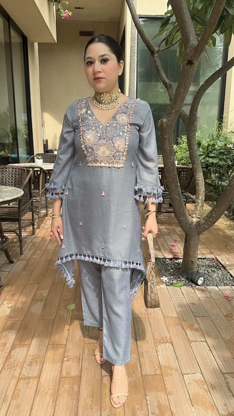 Taj powder Blue Tassel cordset