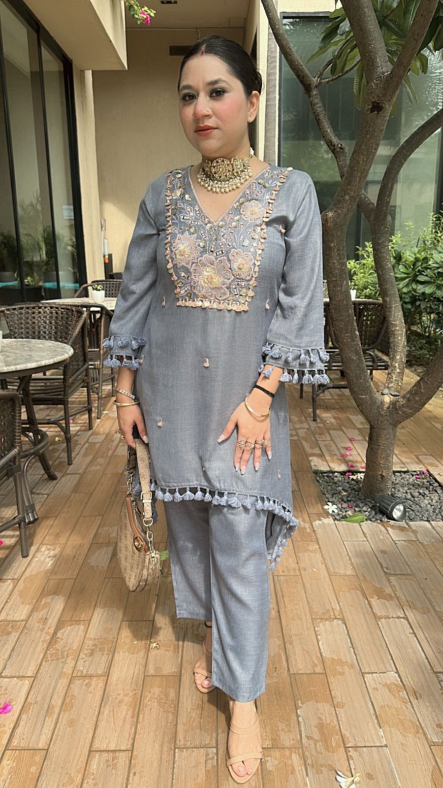 Taj powder Blue Tassel cordset