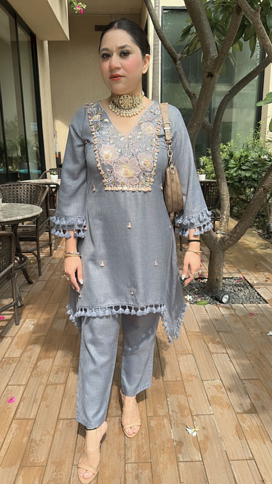 Taj powder Blue Tassel cordset