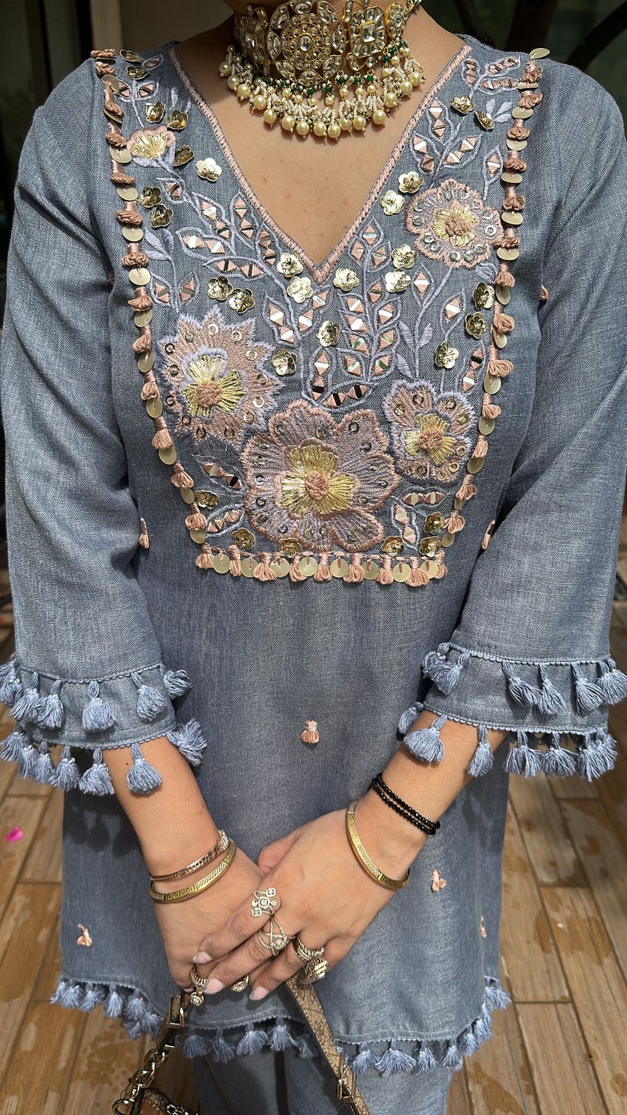 Taj powder Blue Tassel cordset