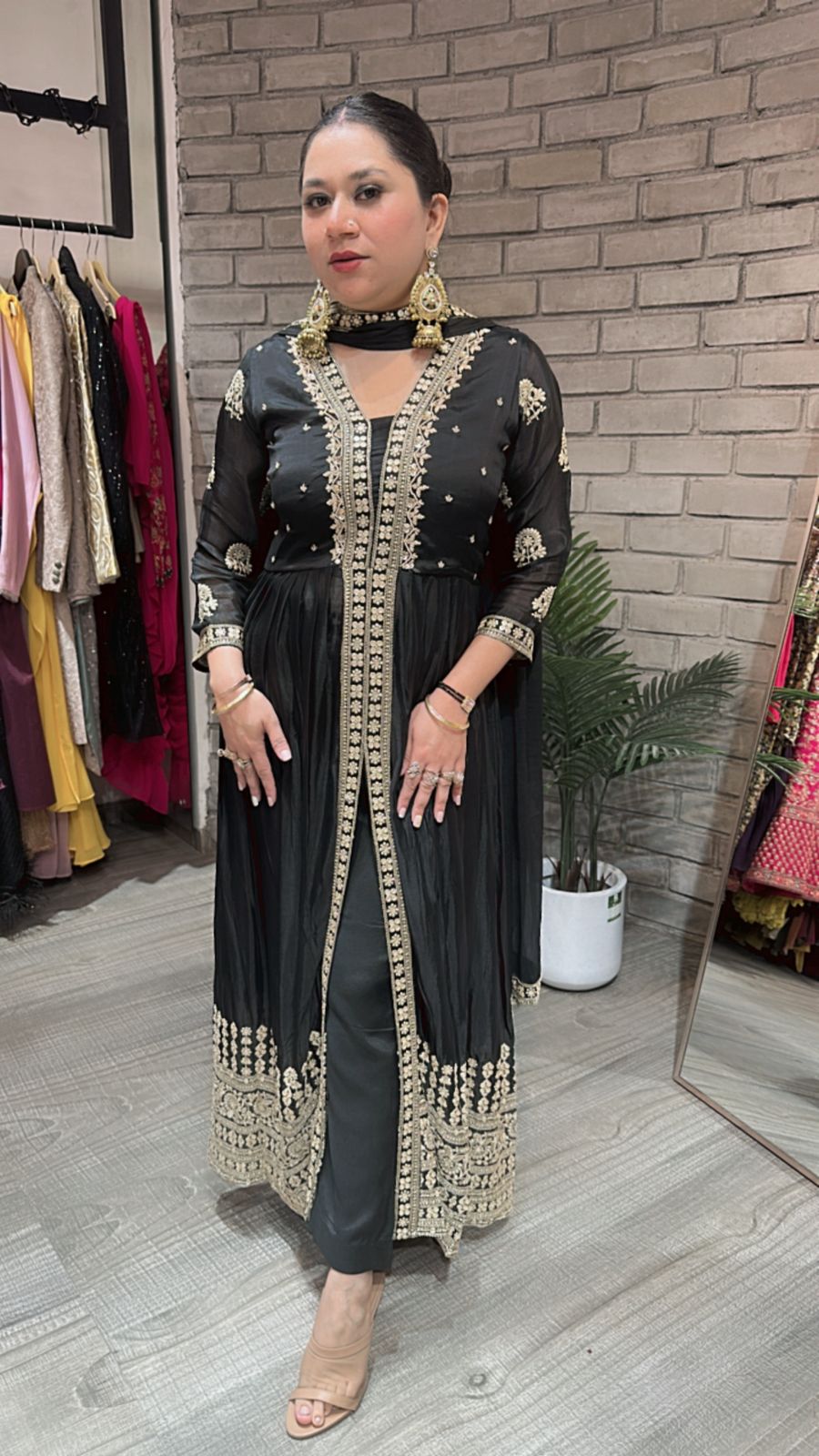 Fida Black front cut Anarkali Suit