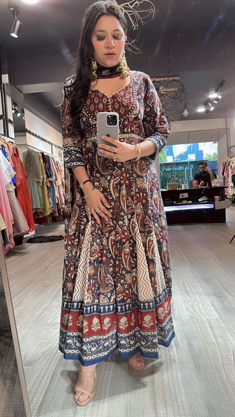 Udaipur Mahroon Digital Anarkali